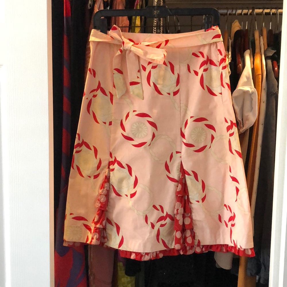Pink and red ruffle skirt